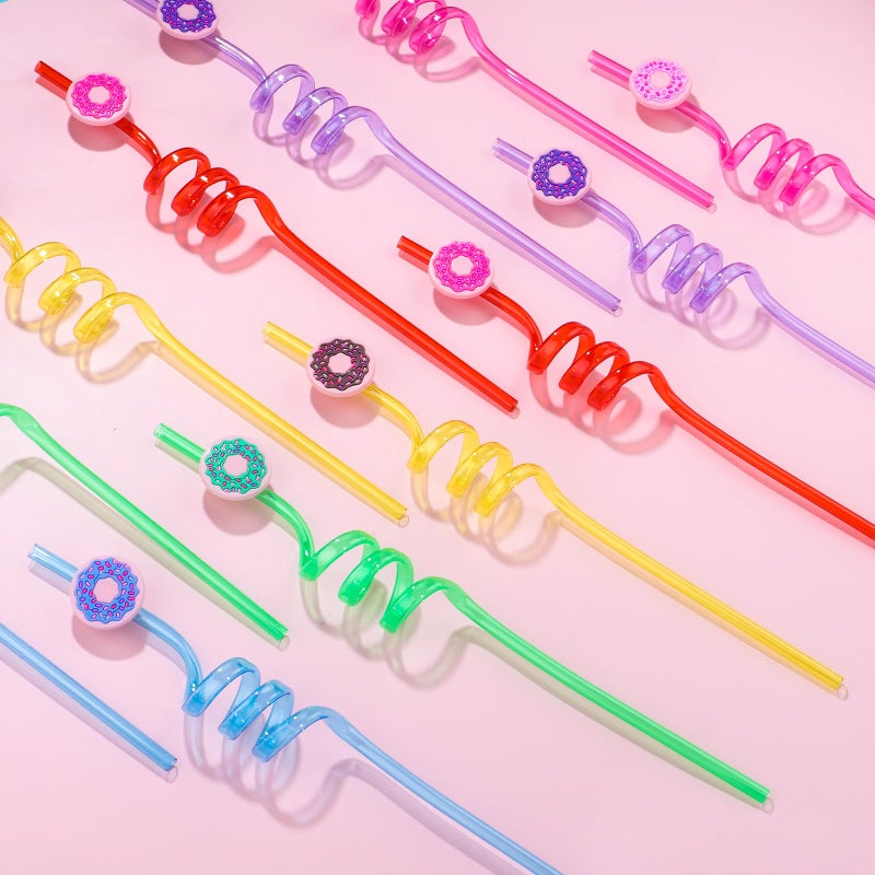 Moncinday 24Pcs Donut Party Straws for Donut Party Favors, Donut Themed Party Reusable Straws for Kids Donut Party Supplies - Image 5